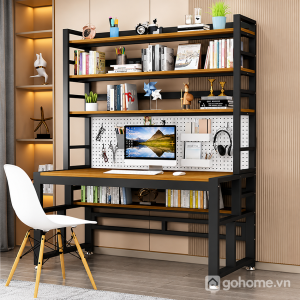 Bàn Làm Việc Khung Sắt Liền Kệ Sách Đa Năng GH-71037 - 1600x600x2130mm - GH-71037.2