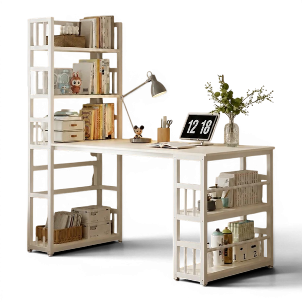 Bàn Làm Việc Liền Kệ Sách Khung Sắt Hiện Đại GH-71038 - 1600x600x1600mm - GH-71038.2