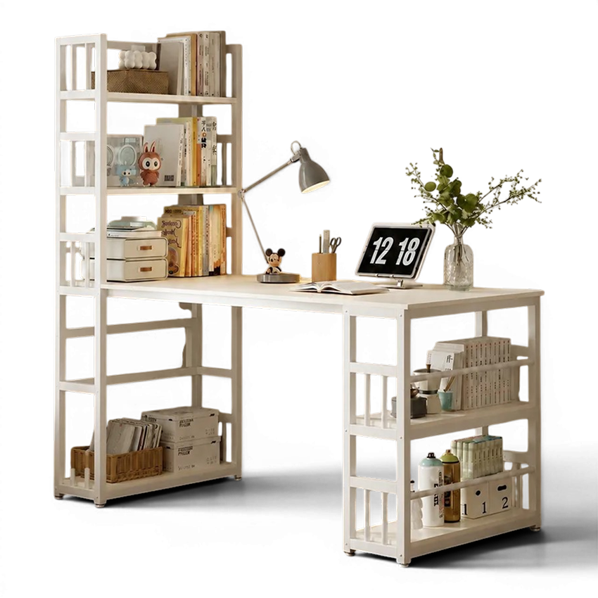 Bàn Làm Việc Liền Kệ Sách Khung Sắt Hiện Đại GH-71038 - 1600x600x1600mm - GH-71038.2