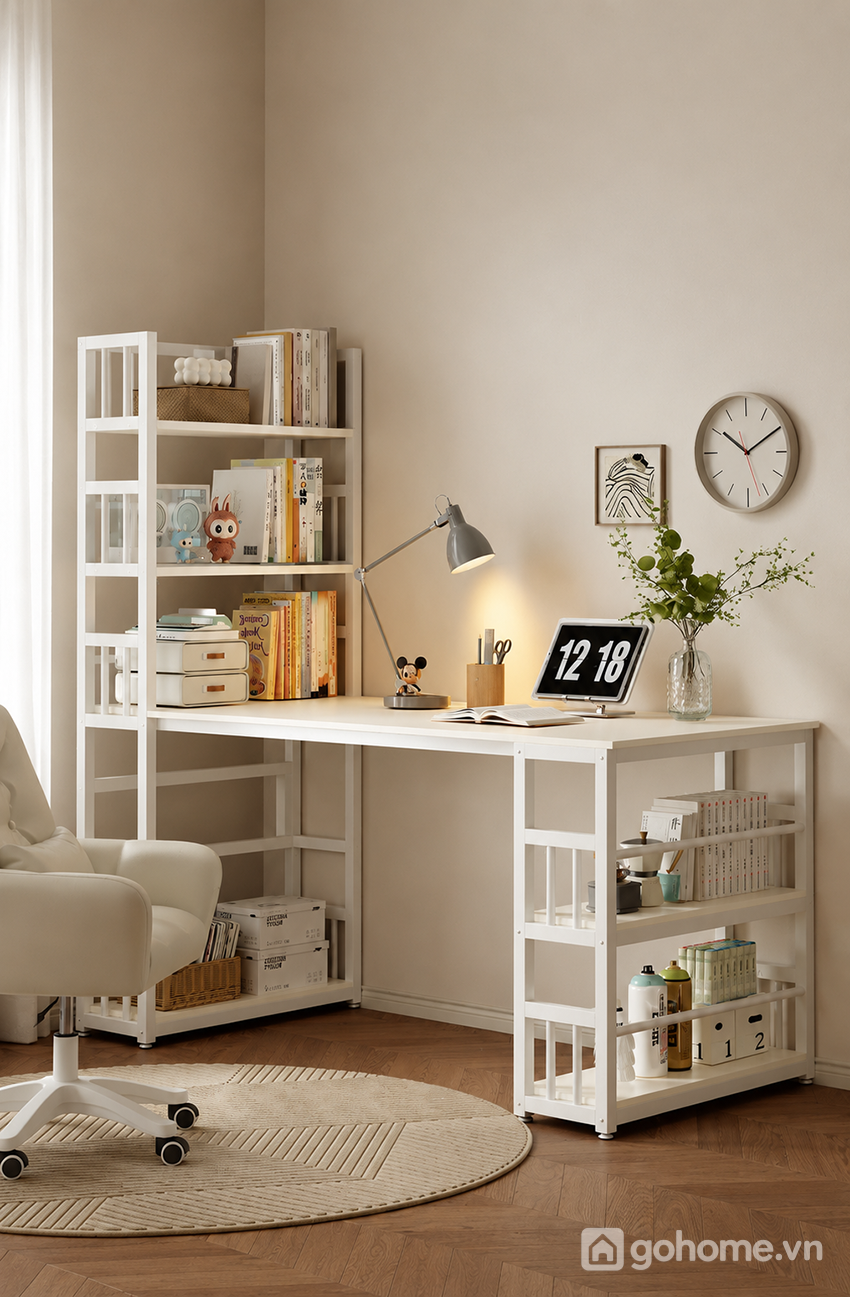 Bàn Làm Việc Liền Kệ Sách Khung Sắt Hiện Đại GH-71038 - ảnh chi tiết 4