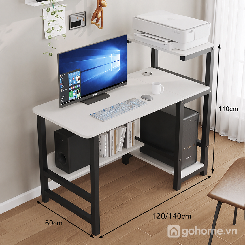 Kích thước chi tiết Bàn Máy Tính Khung Sắt Đa Tầng Hiện Đại
