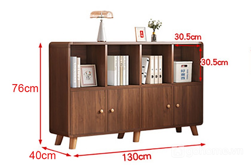 Kích thước chi tiết Tủ Trang Trí Gỗ Nhiều Ngăn Cánh Mở Hiện Đại GH-56004