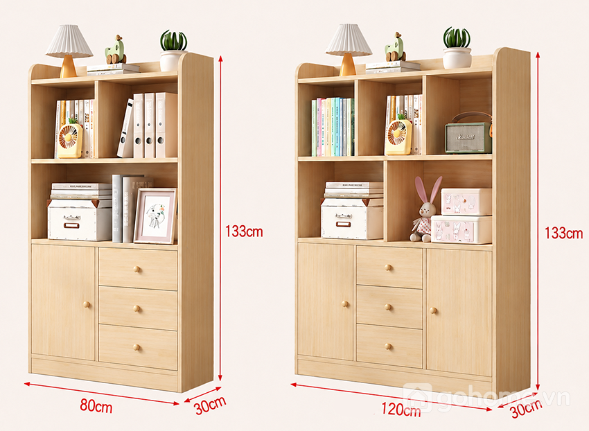 Kích thước chi tiết Tủ Trang Trí Nhiều Ngăn Lưu Trữ Tiện Dụng GH-56001 2