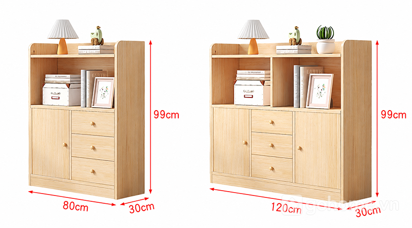 Kích thước chi tiết Tủ Trang Trí Nhiều Ngăn Lưu Trữ Tiện Dụng GH-56001