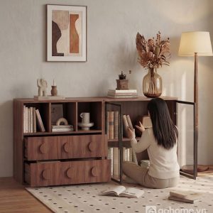 Tủ Trang Trí Gỗ Cánh Kính Kết Hợp Ngăn Kéo Hiện Đại GH-56005 - ảnh chi tiết 2