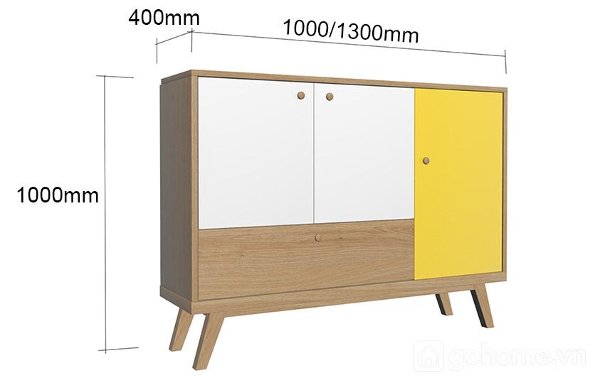 Kích thước chi tiết Tủ Decor Gỗ Phòng Khách Phối Màu Đẹp GH-56030