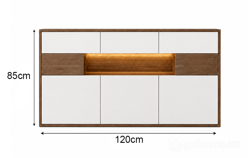 Kích thước chi tiết Tủ Decor Lưu Trữ Phòng Khách Đẹp, Tiện Dụng GH-56028 2