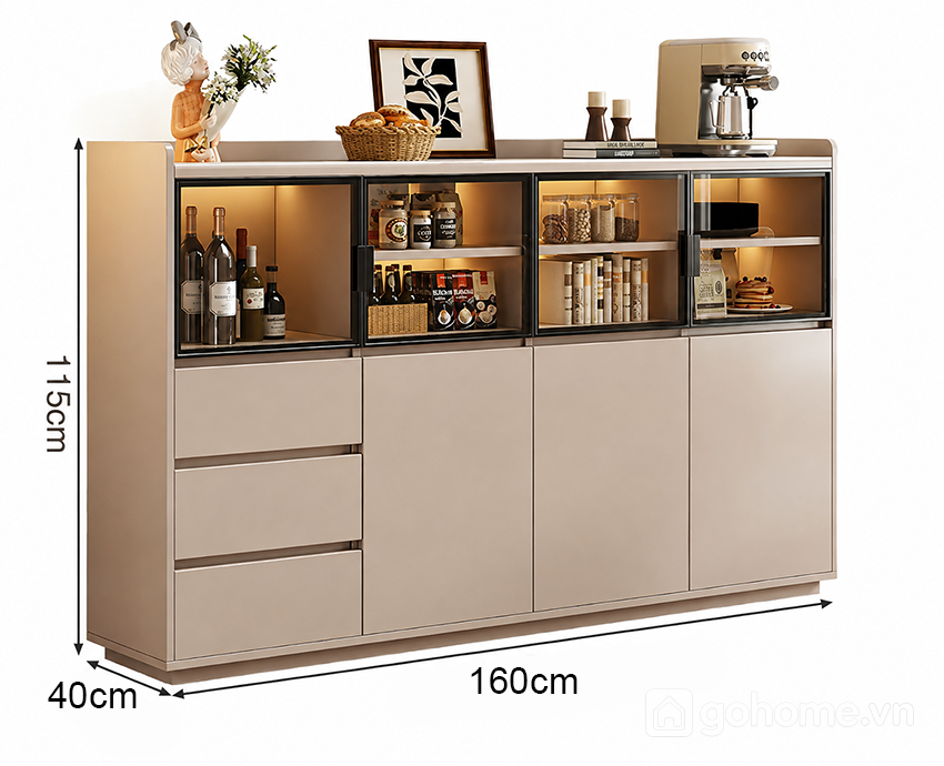 Kích thước chi tiết Tủ Decor Trưng Bày Phòng Khách Tiện Dụng GH-56031 2
