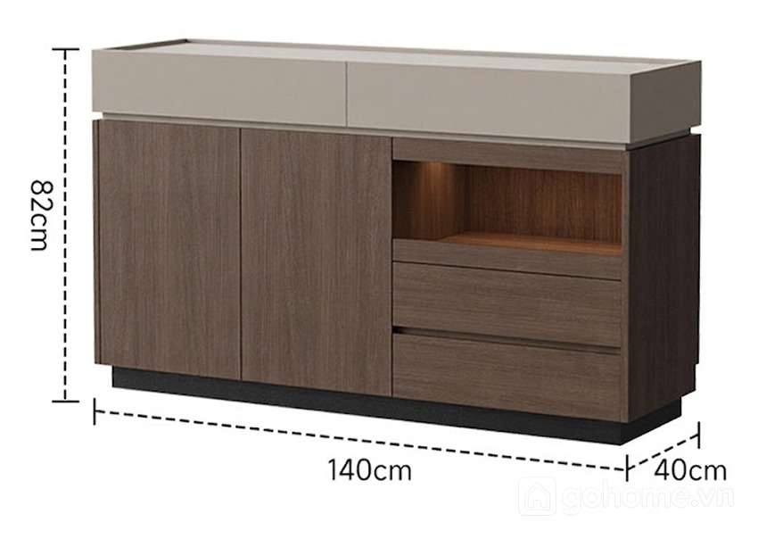 Kích thước chi tiết Tủ Lưu Trữ Đa Năng Kết Hợp Ngăn Kéo Cho Không Gian Gọn Gàng GH-56014 2