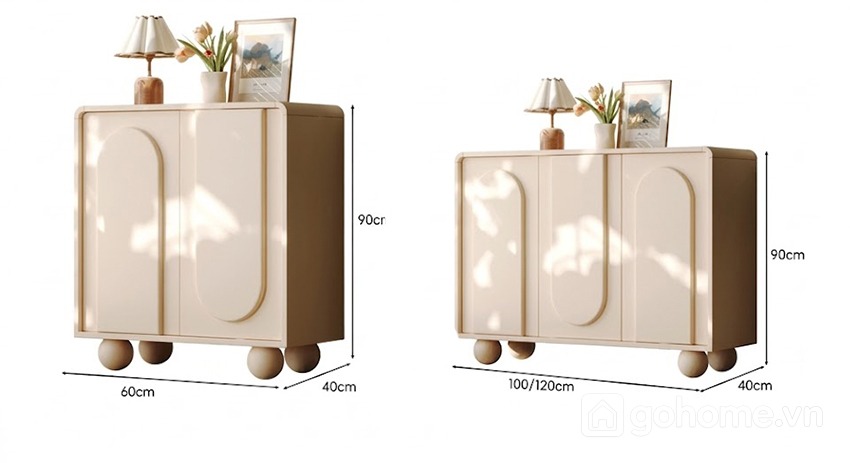 Kích thước chi tiết Tủ Lưu Trữ Decor Cửa Nổi Bo Góc GH-56011