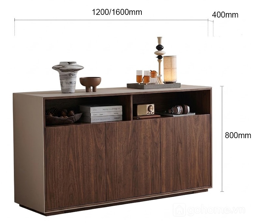 Kích thước chi tiết Tủ Lưu Trữ Gỗ Cánh Kín Kết Hợp Kệ Hở Tiện Dụng Cho Gia Đình GH-56017