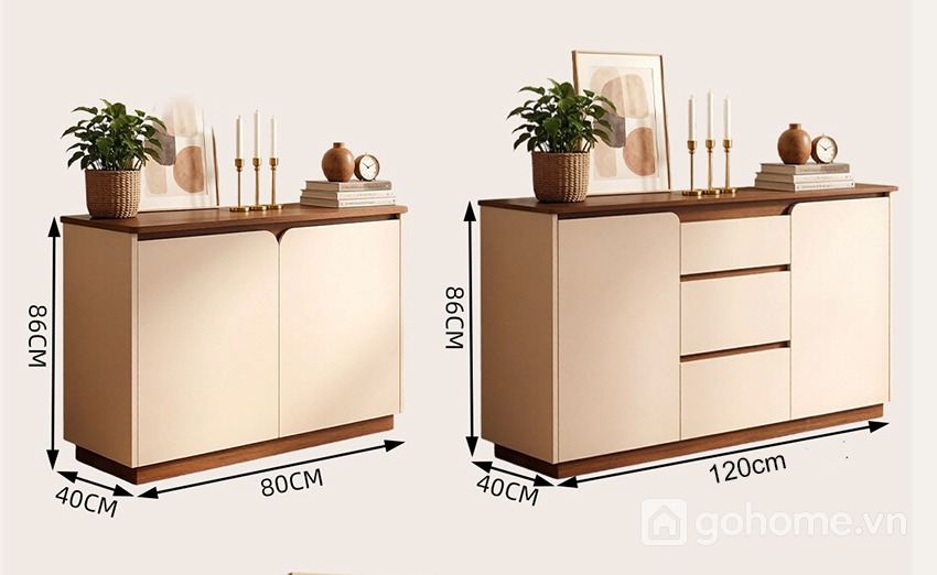 Kích thước chi tiết Tủ Trang Trí Gọn Cho Phòng Khách Có Ngăn Kéo GH-56022