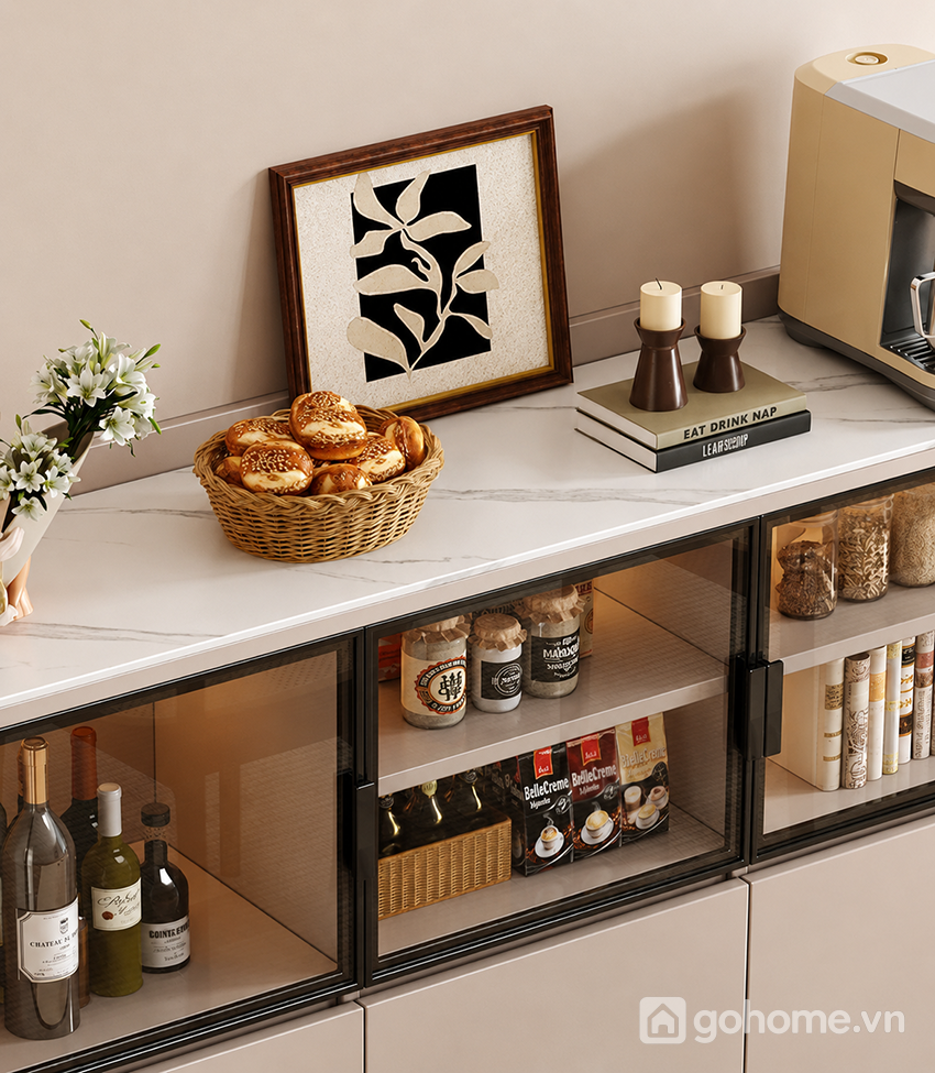 Mặt tủ rộng, dễ thay đổi cách decor