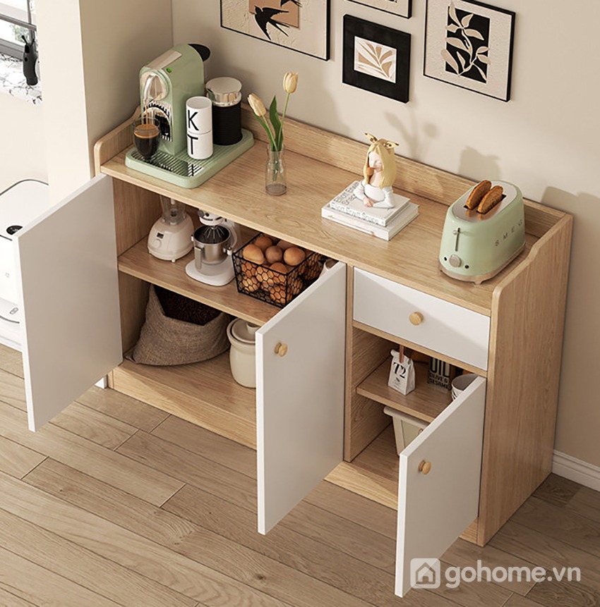 Mặt tủ rộng, thuận tiện bố trí đồ decor
