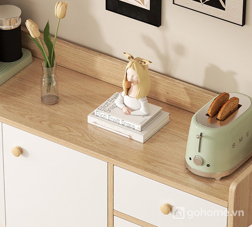 Mặt tủ rộng, thuận tiện bố trí đồ decor