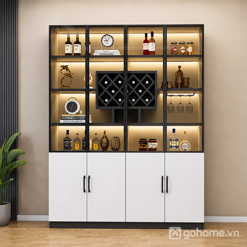 Tủ để rượu kết hợp trang trí cho phòng khách
