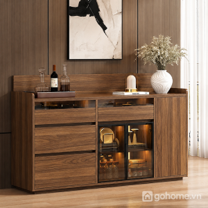 Tủ Decor Gỗ Cánh Kính Thấp Hiện Đại Cho Phòng Khách GH-56008 - ảnh chi tiết 1