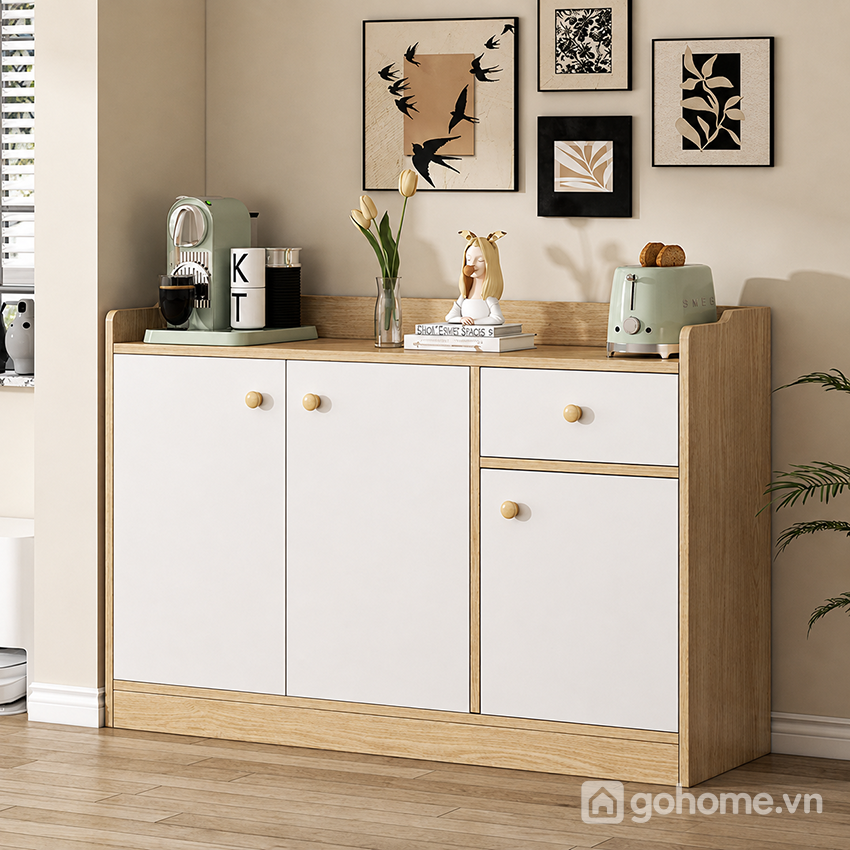 Tủ decor kết hợp để đồ phòng khách – Gọn gàng, dễ phối nội thất