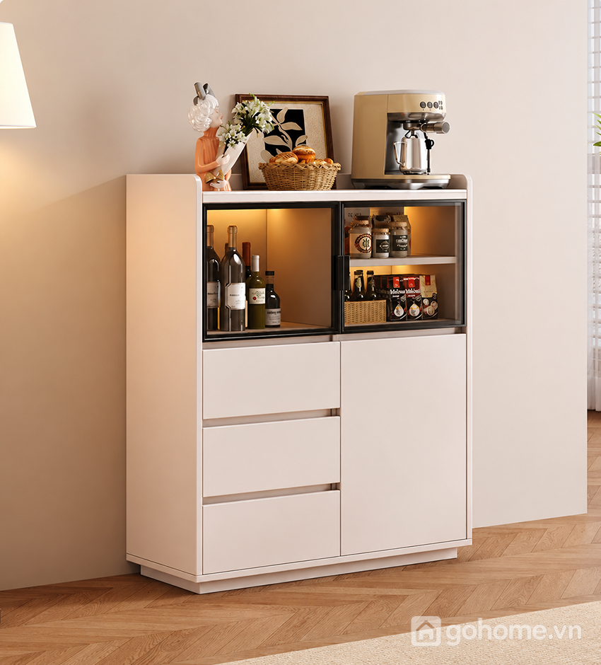 Tủ decor trưng bày phòng khách – Vừa để đồ vừa trang trí