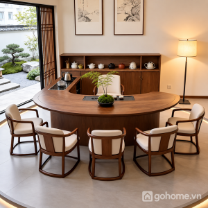 Bề mặt vân gỗ nâu ấm áp, dễ phối hợp với nội thất