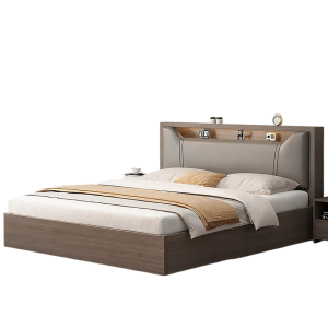Giường Ngủ Bọc Nệm Đầu Giường Có Kệ Để Đồ Hiện Đại GH-11046