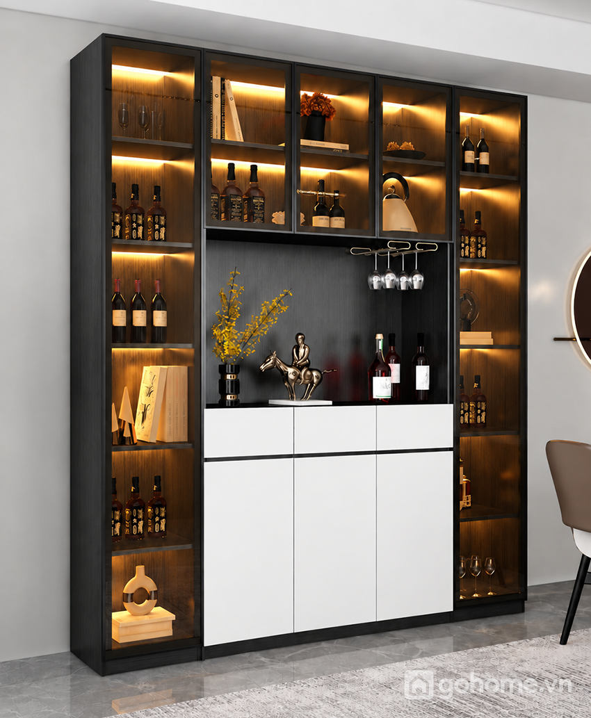 Khoang trưng bày có đèn led tạo điểm nhấn