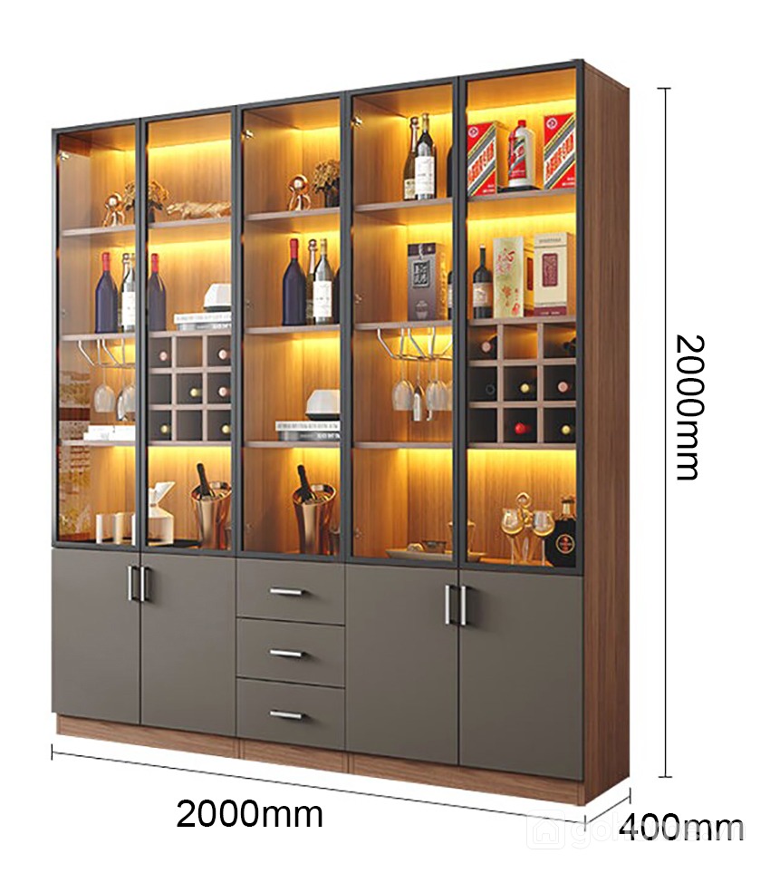 Kích thước chi tiết Tủ Rượu Kính Đẹp Sang Trọng Cho Phòng Khách GH-54009 2