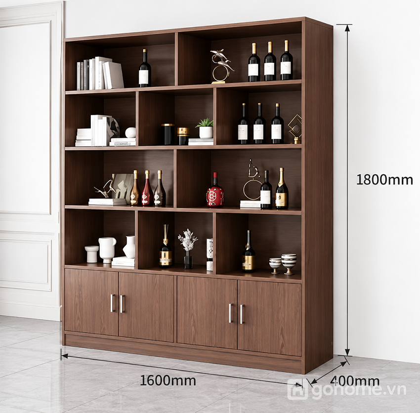 Kích thước chi tiết Tủ Rượu Nhiều Tầng Kết Hợp Kệ Trang Trí GH-54018 3