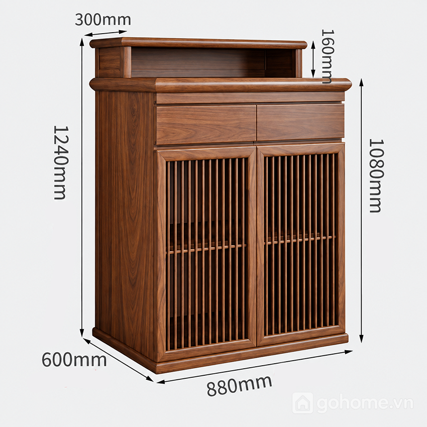 Kích thước chi tiết Tủ Thờ Gỗ Tự Nhiên Cánh Nan Hiện Đại GH-91077 2