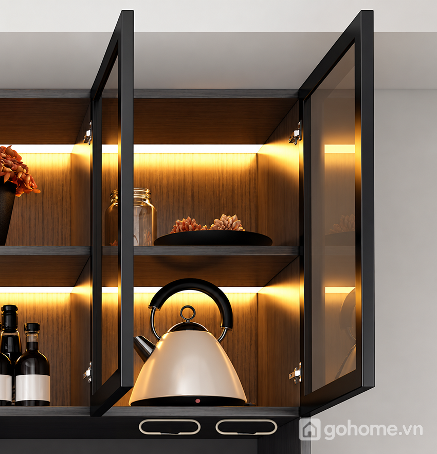 Thiết kế hiện đại với hệ tủ kính trưng bày