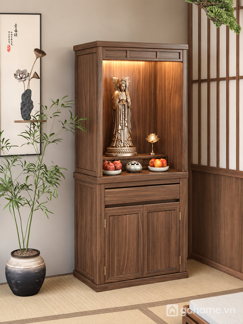 Thiết kế khoang thờ rộng, bố cục liền khối