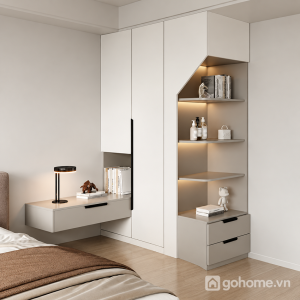 Tủ áo tích hợp bàn làm việc hiện đại, gọn đẹp - ảnh chi tiết 1