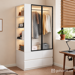Tủ Quần Áo Cánh Kính Kết Hợp Kệ Bên Hông GH-13093 - ảnh chi tiết 1