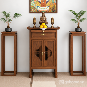 Tủ Thờ Phật Hai Cánh Họa Tiết Nan Gỗ Nhỏ Gọn GH-91075 - ảnh chi tiết 1