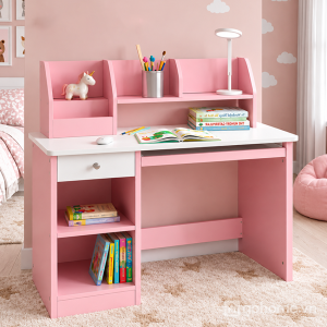 Bàn học cho bé liền kệ sách và hộc tủ tiện dụng