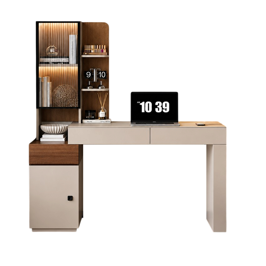 Bàn Học Liền Tủ Kính Trang Trí Có Ngăn Kéo GH-72061 - 1550x600x1520mm - GH-72061.2