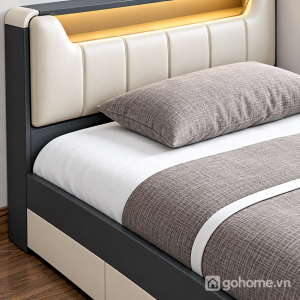Đầu giường bọc nệm kết hợp kệ mở hiện đại