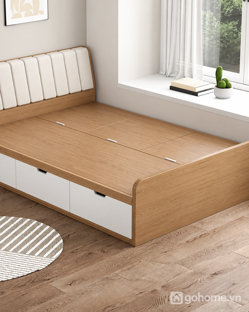 Giường Đa Năng Kết Hợp Đệm Đầu Giường Và Ngăn Kéo GH-11067 - ảnh chi tiết 4
