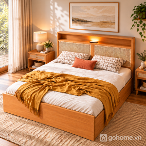 Giường Gỗ Công Nghiệp Kết Hợp Lưới Mây GH-11075 - ảnh chi tiết 1