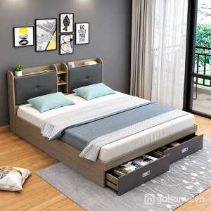 Giường Ngủ Bọc Nệm Có Kệ Đầu Giường Và Ngăn Kéo GH-11066 - ảnh chi tiết 1