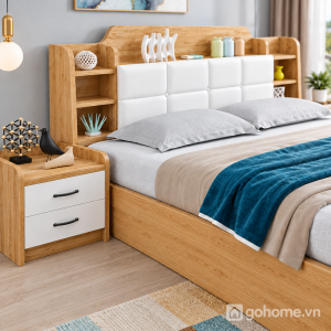Giường Ngủ Bọc Nệm Kết Hợp Kệ Sách Hai Bên GH-11065 - ảnh chi tiết 6