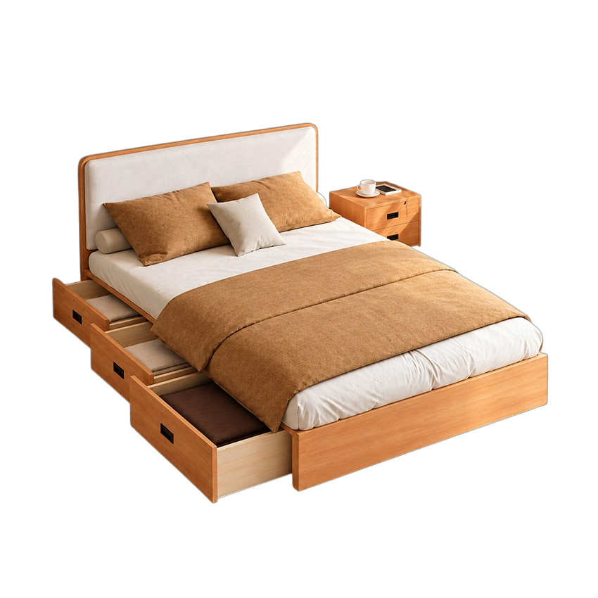 Giường Ngủ Đầu Giường Bọc Nệm Phong Cách Tối Giản GH-11072 - Lọt đệm 1m8 - GH-11072.2