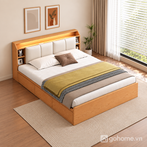 Giường Ngủ Đầu Giường Liền Kệ Phong Cách Hiện Đại GH-11071 - ảnh chi tiết 1