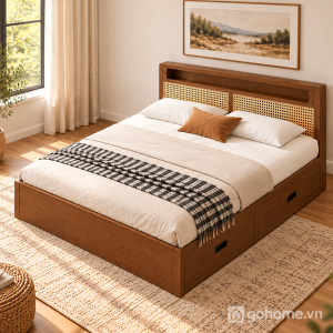 Giường Ngủ Đầu Giường Mây Đan Có Ngăn Kéo GH-11074 - ảnh chi tiết 1