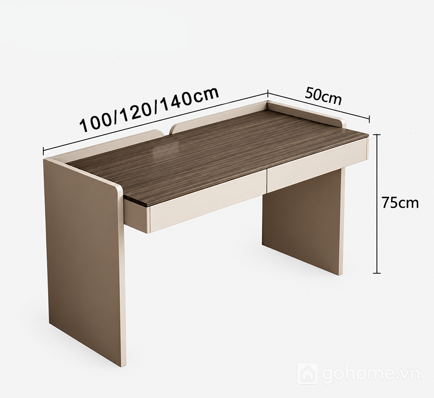 Kích thước chi tiết Bàn Học Kết Hợp Tủ Ngăn Kéo Di Động GH-72060