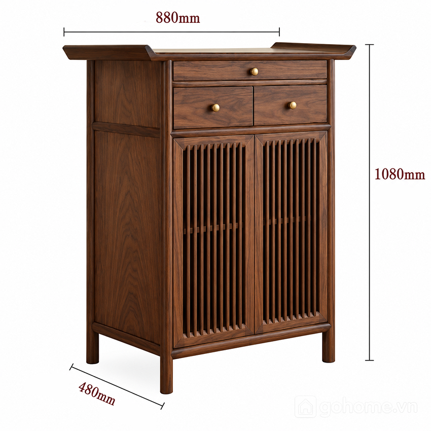 Kích thước chi tiết Tủ Thờ Phật Cánh Nan Hiện Đại GH-91088 2