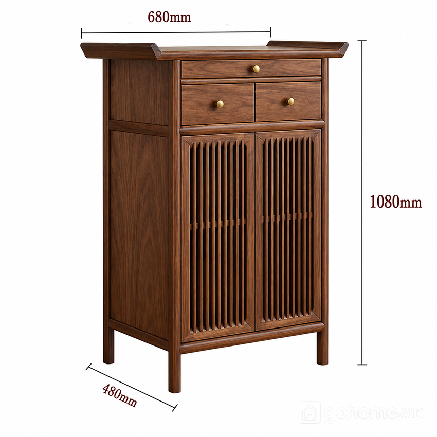 Kích thước chi tiết Tủ Thờ Phật Cánh Nan Hiện Đại GH-91088