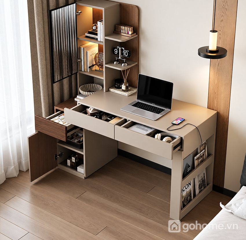 Ngăn kéo và tủ kín hỗ trợ lưu trữ đồ dùng