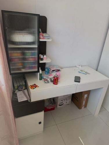 Bàn Học Liền Tủ Kính Trang Trí Có Ngăn Kéo GH-72061