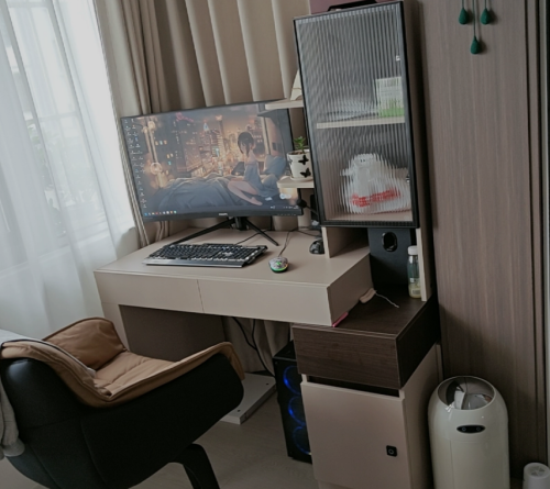 Bàn Học Liền Tủ Kính Trang Trí Có Ngăn Kéo GH-72061